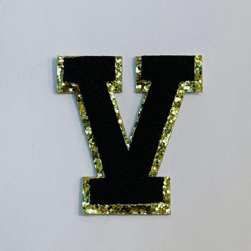 Varsity Letter Patch V - Black