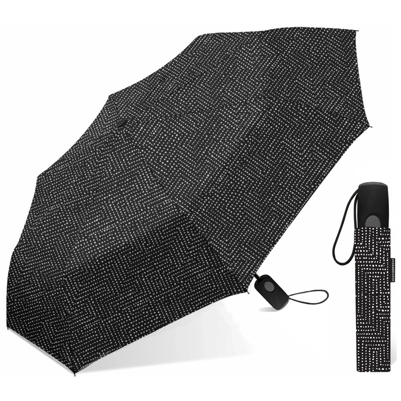 Chaby International Weatherproof 42" Auto Mini Umbrella - Black & White Dot