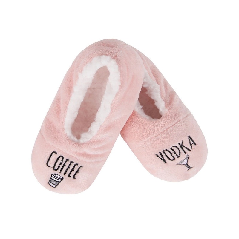 INC Luxe Coffee & Vodka Sherpa Lined Slippers M/L - Pink