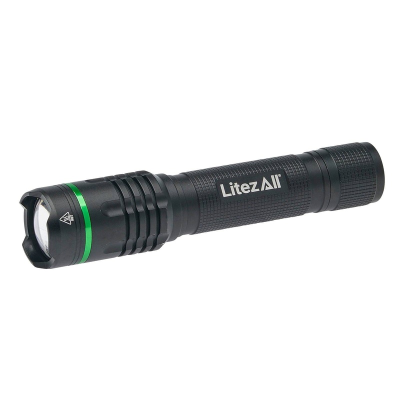 LitezAll Thin Rechargeable 1000 Lumen Tactical Flashlight - Black
