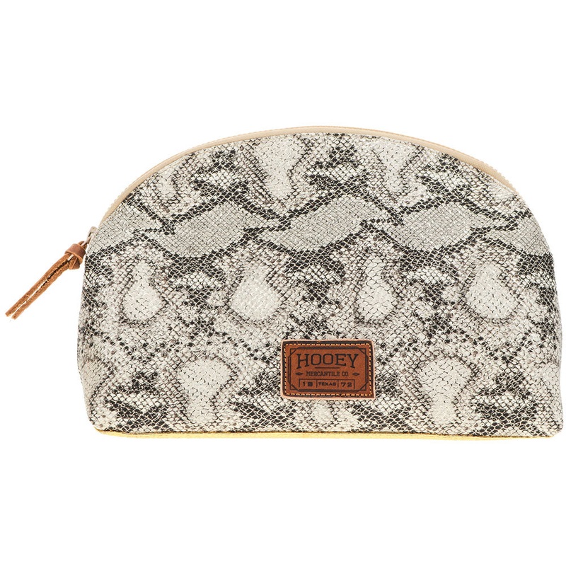 "Cobra" Cream/Black Snake Print Large Accessory Bag