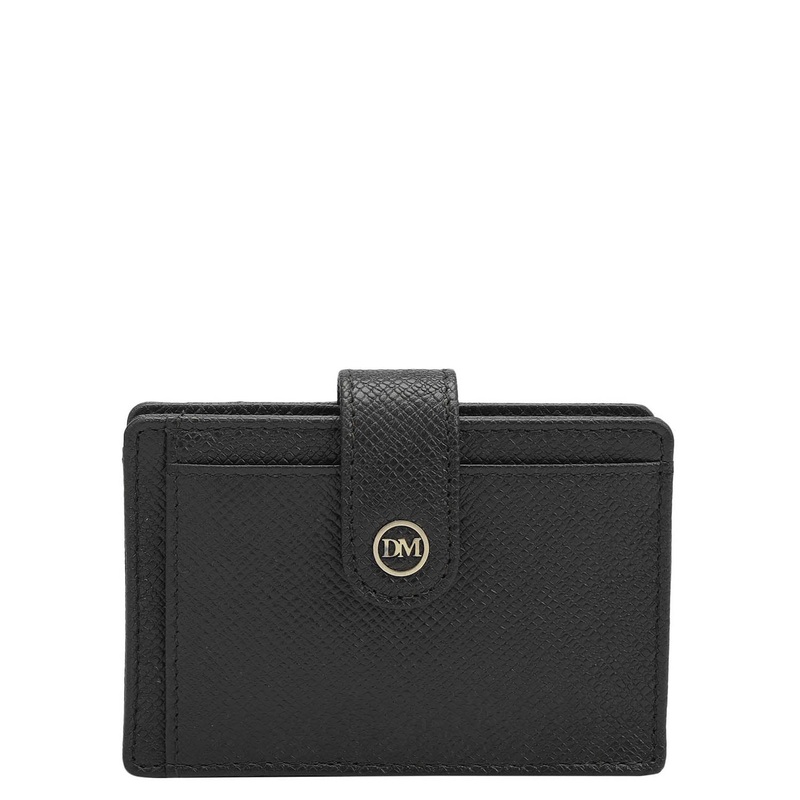 2 Slots Leather Card Case - Black