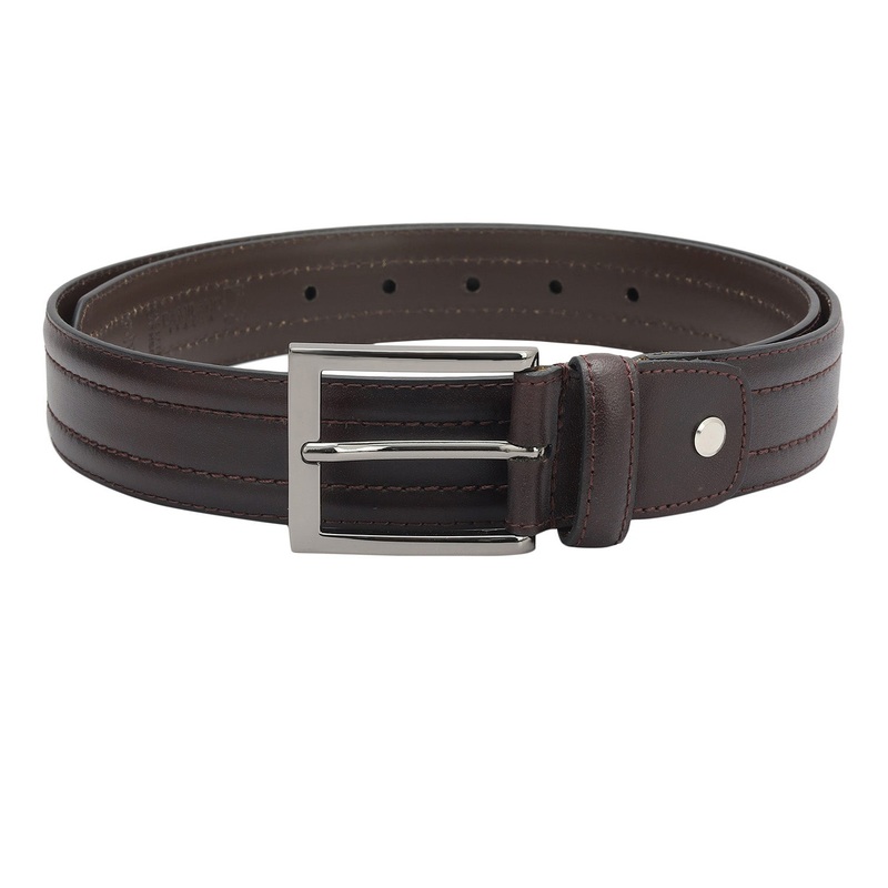 Casual Plain Leather Mens Belt - Cherry