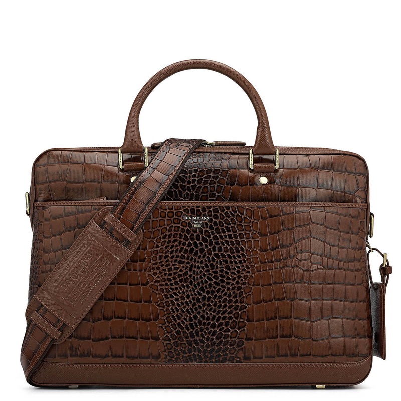 Croco Leather Laptop Bag - Date