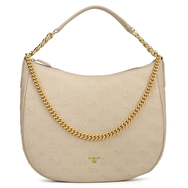 Medium Monogram Wax Leather Hobo - Dove