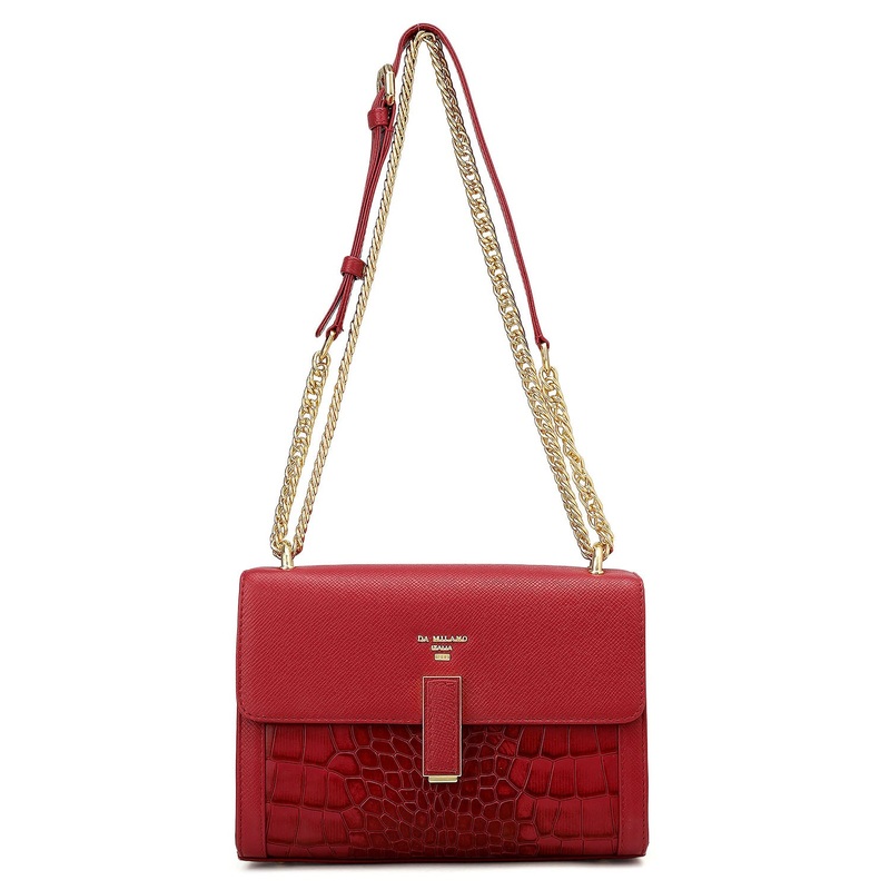 Small Franzy Croco Leather Shoulder Bag - Plumberry