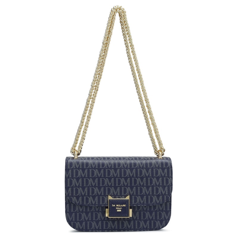 Small Monogram Leather Shoulder Bag - Ink Blue