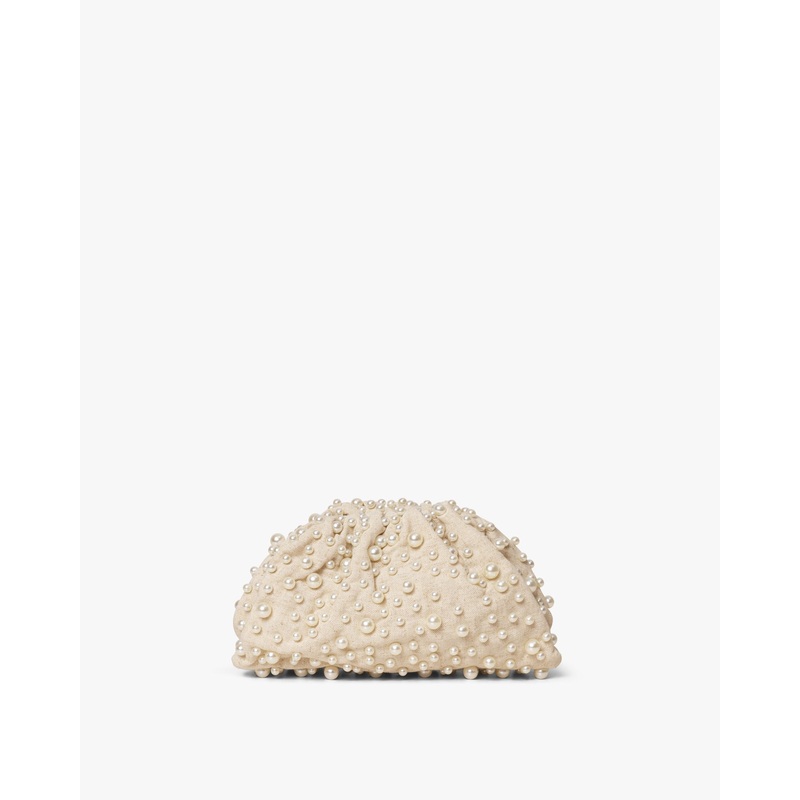 Small Pearl Linen Clutch