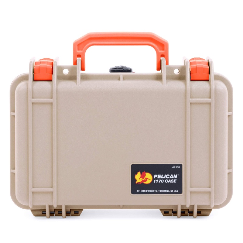 Pelican 1170 Case, Desert Tan with Orange Handle & Latches