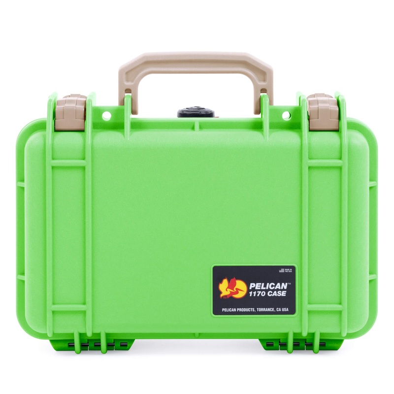 Pelican 1170 Case, Lime Green with Desert Tan Handle & Latches