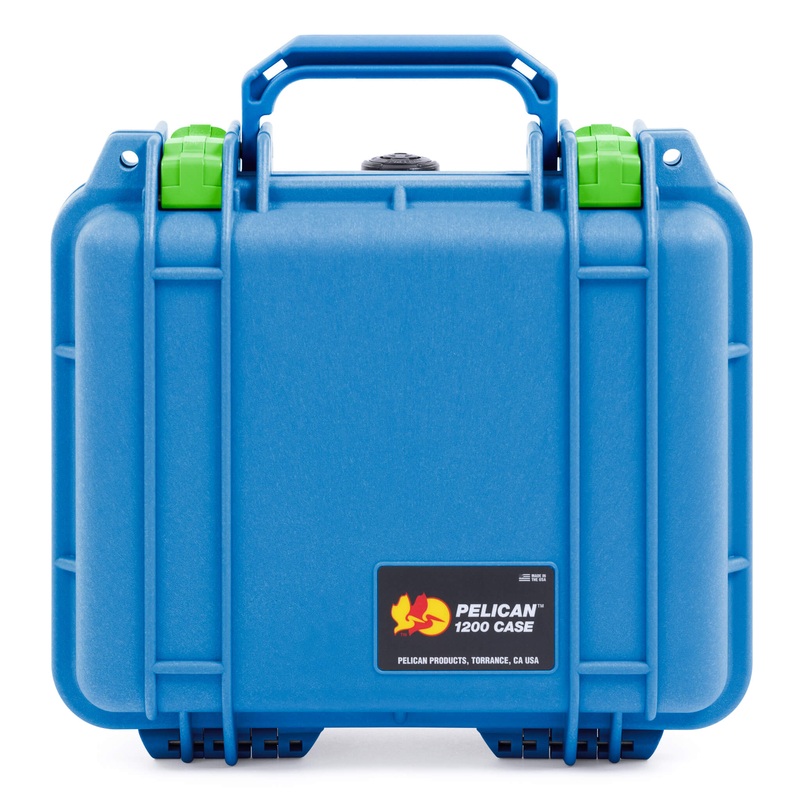 Pelican 1200 Case, Blue with Lime Green Latches