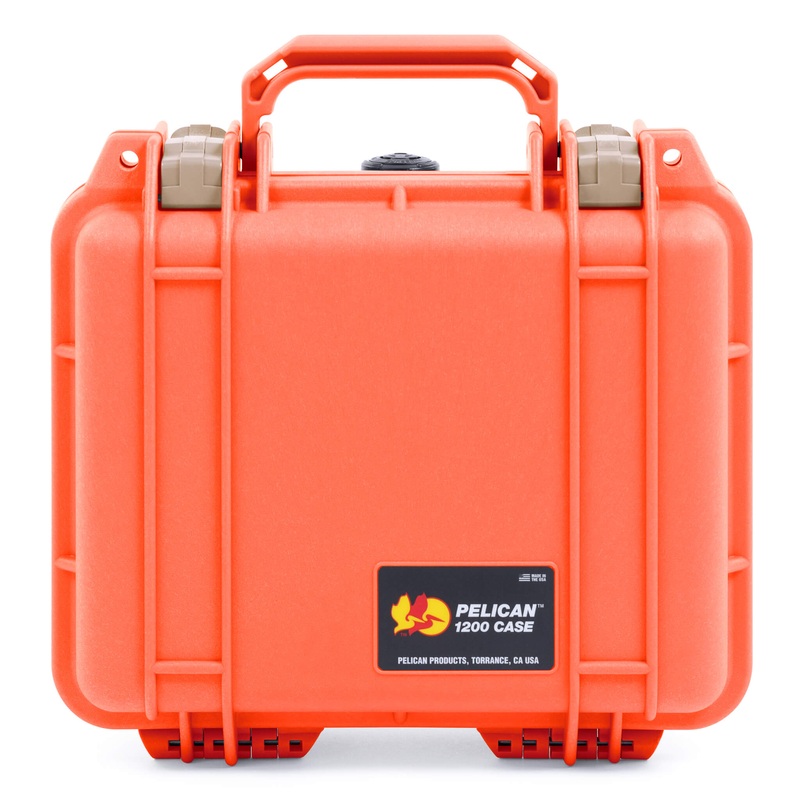 Pelican 1200 Case, Orange with Desert Tan Latches