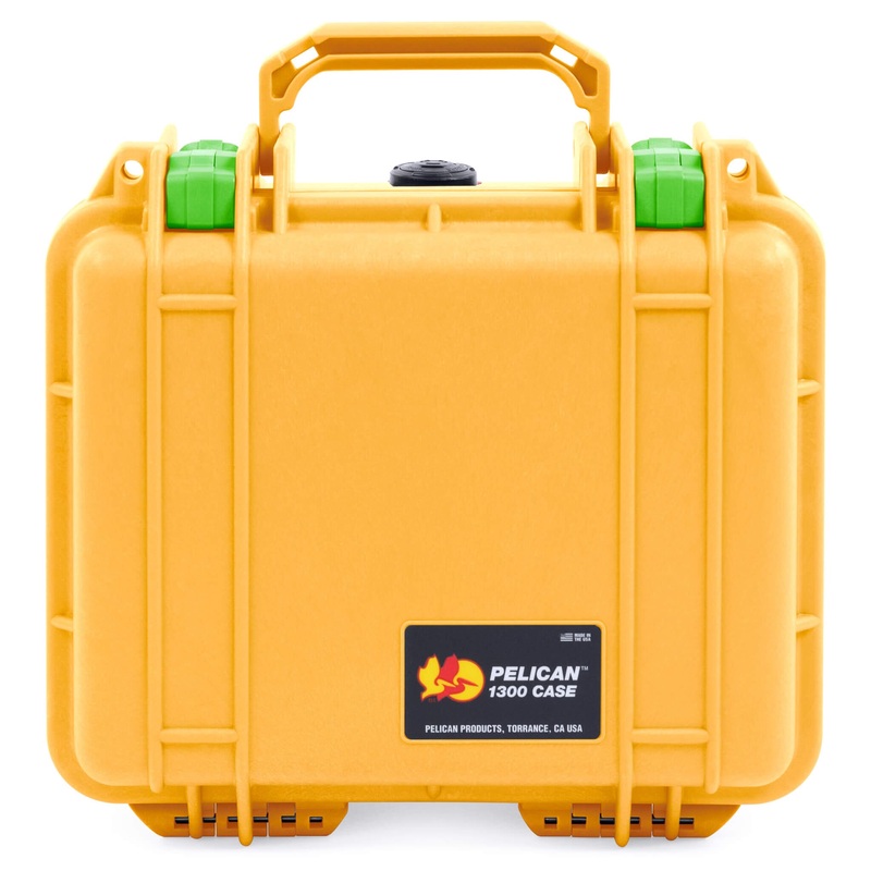 Pelican 1300 Case, Yellow with Lime Green Latches