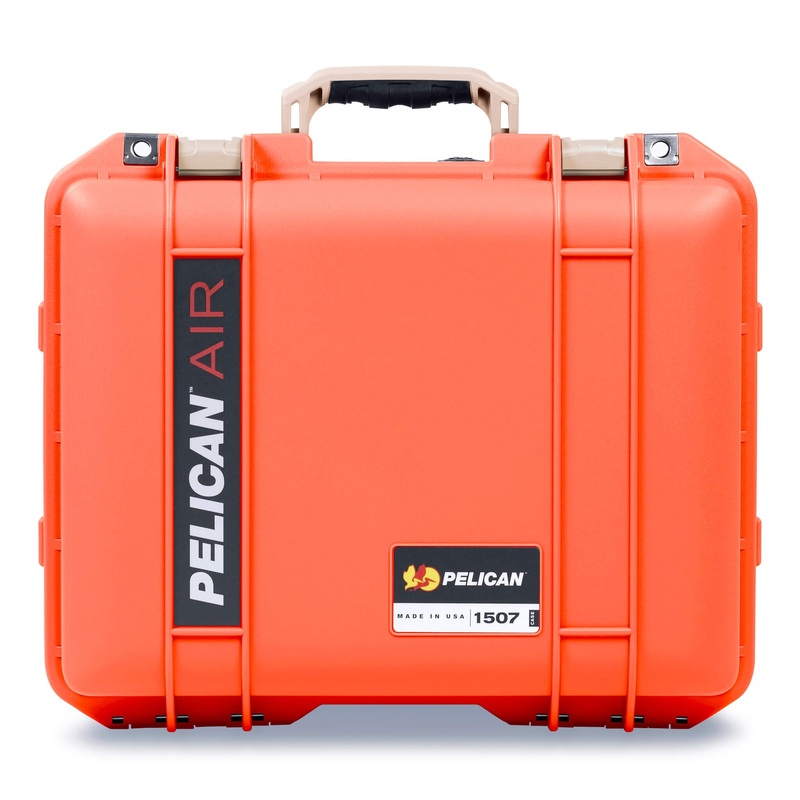 Pelican 1507 Air Case, Orange with Desert Tan Handle & Latches
