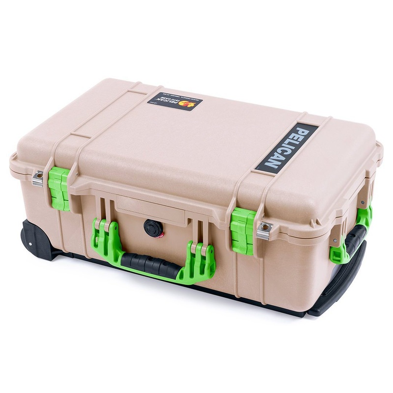 Pelican 1510 Case, Desert Tan with Lime Green Handles & Latches