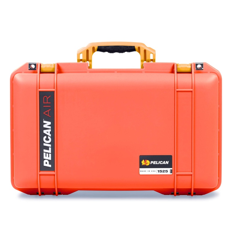 Pelican 1525 Air Case, Orange with Yellow Handle & Latches