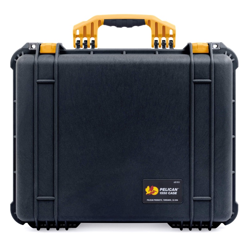 Pelican 1550 Case, Black with Yellow Handle & Latches