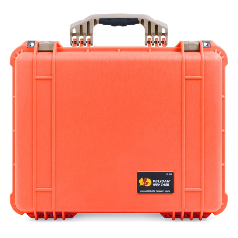 Pelican 1550 Case, Orange with Desert Tan Handle & Latches