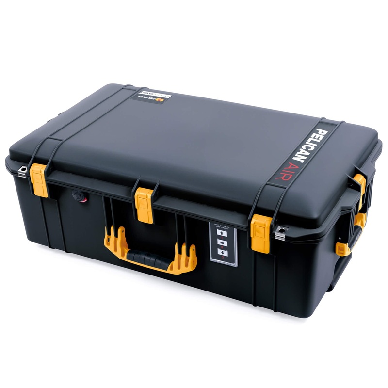 Pelican 1595 Air Case, Black with Yellow Handles & Latches