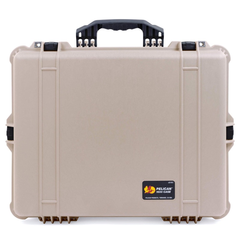 Pelican 1600 Case, Desert Tan with Black Handle & Latches