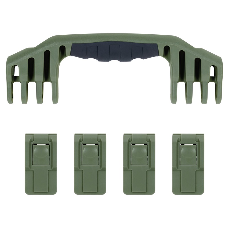 Pelican 1600 Replacement Handle & Latches, OD Green (Set of 1 Handle, 4 Push-Button Latches)