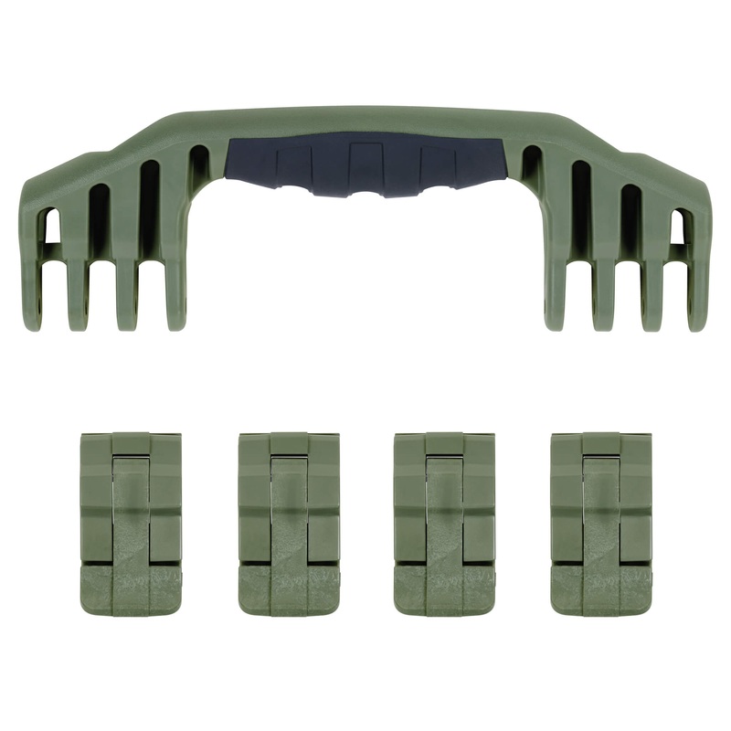 Pelican 1600 Replacement Handle & Latches, OD Green (Set of 1 Handle, 4 Standard Latches)