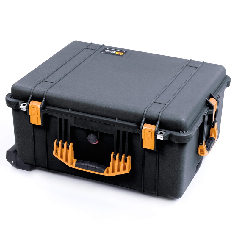 Pelican 1620 Case, Black with Yellow Handles & Push-Button Latches