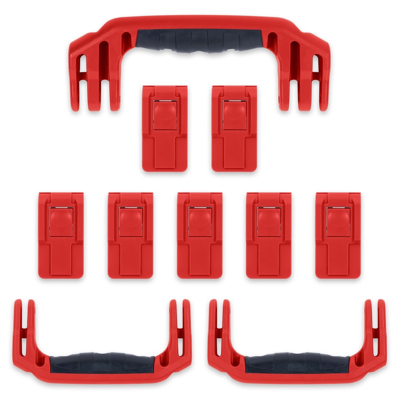 Pelican 1650 Replacement Handles & Push-Button Latches Set - Red