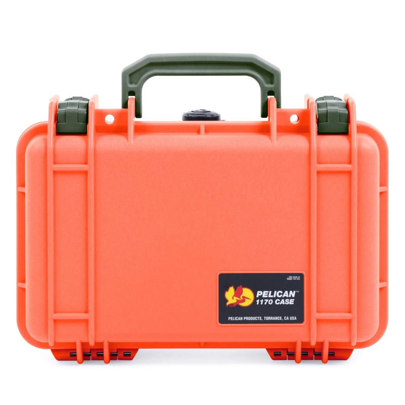 Pelican 1170 Case, Orange with OD Green Handle & Latches