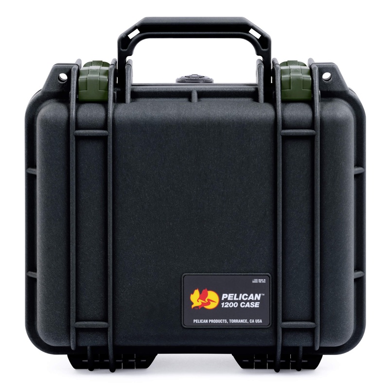 Pelican 1200 Case, Black with OD Green Latches