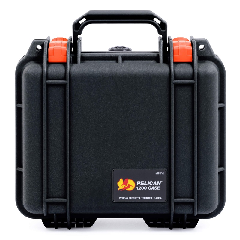 Pelican 1200 Case, Black with Orange Latches