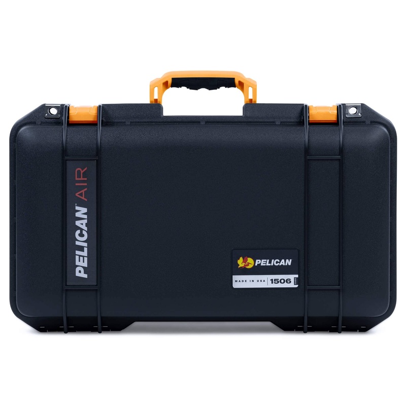 Pelican 1506 Air Case, Black with Yellow Handles & Latches