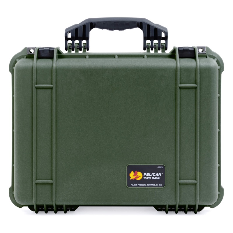 Pelican 1520 Case, OD Green with Black Handle & Latches