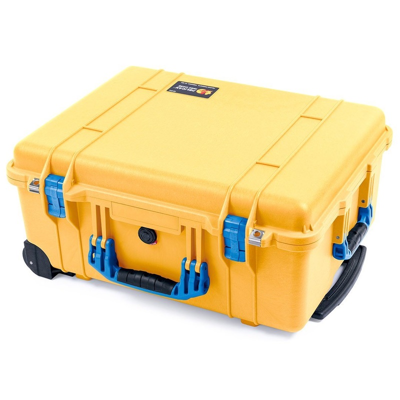 Pelican 1560 Case, Yellow with Blue Handles & Latches