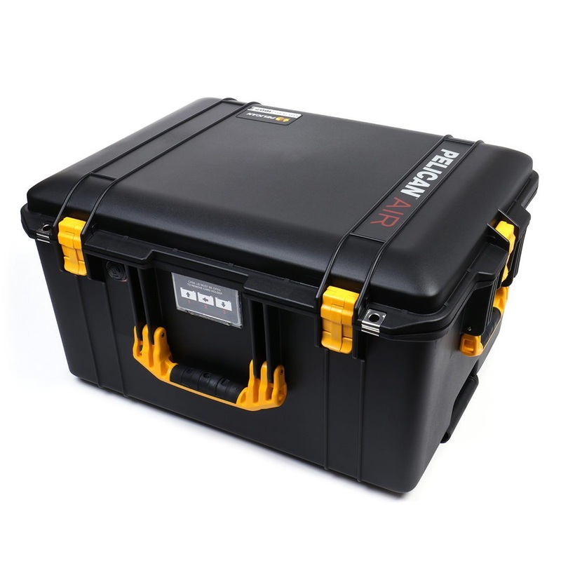 Pelican 1607 Air Case, Black with Yellow Handles & Latches
