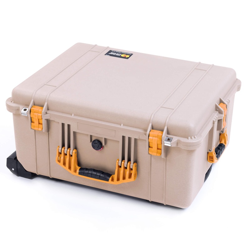 Pelican 1610 Case, Desert Tan with Yellow Handles and Latches