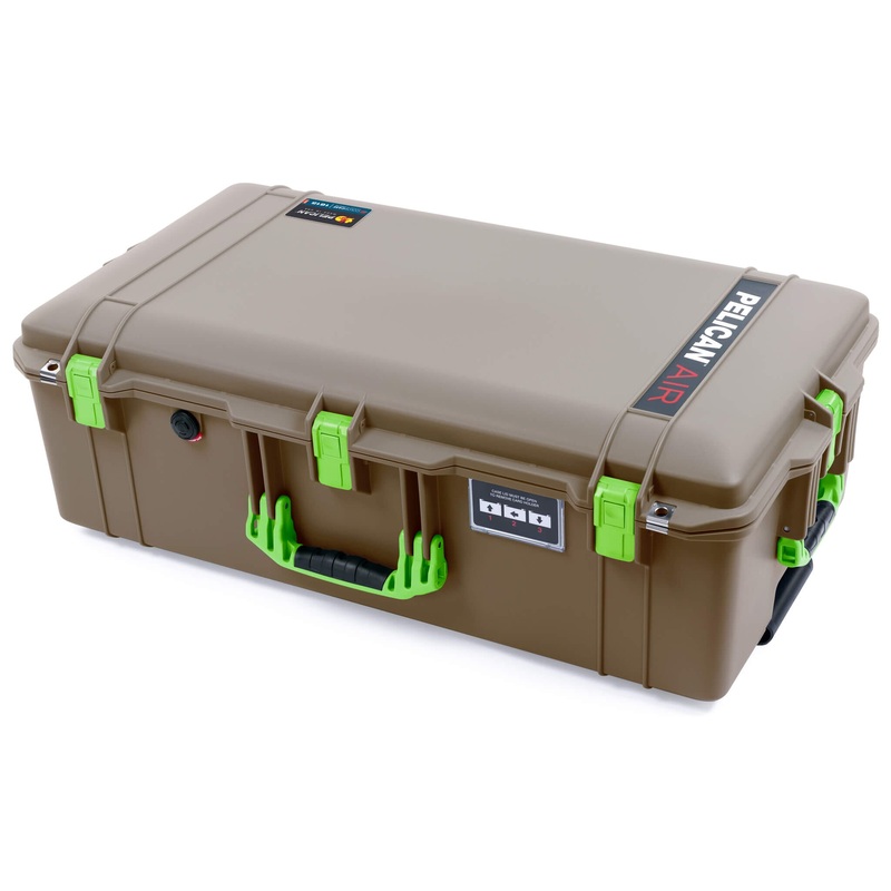 Pelican 1615 Air Case, Dark Desert Dirt with Lime Green Handles & Latches