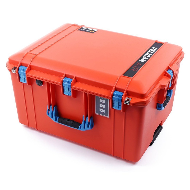 Pelican 1637 Air Case, Orange with Blue Handles & Latches