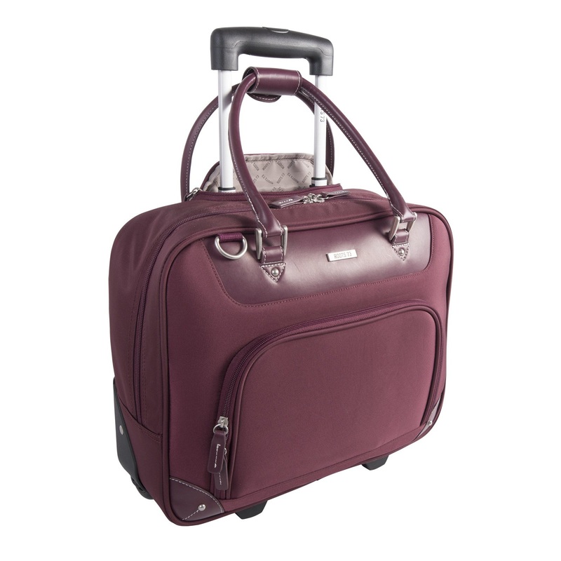 Roots Polyester Nylon/PU Slim Computer Business Case on Wheels