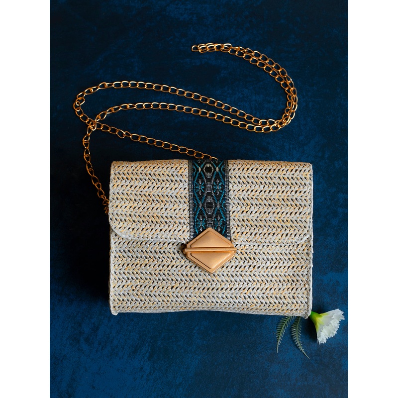 Hessian Beige Cross Body Bag