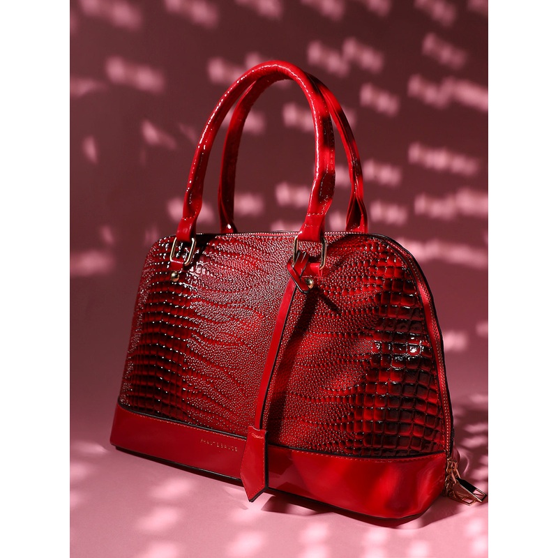 Scale Top Handle Handbag - Red