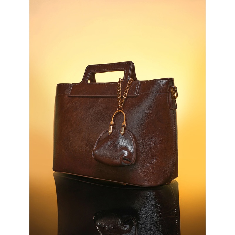 The Madame Hand Bag With Pouch - Coffee Brown