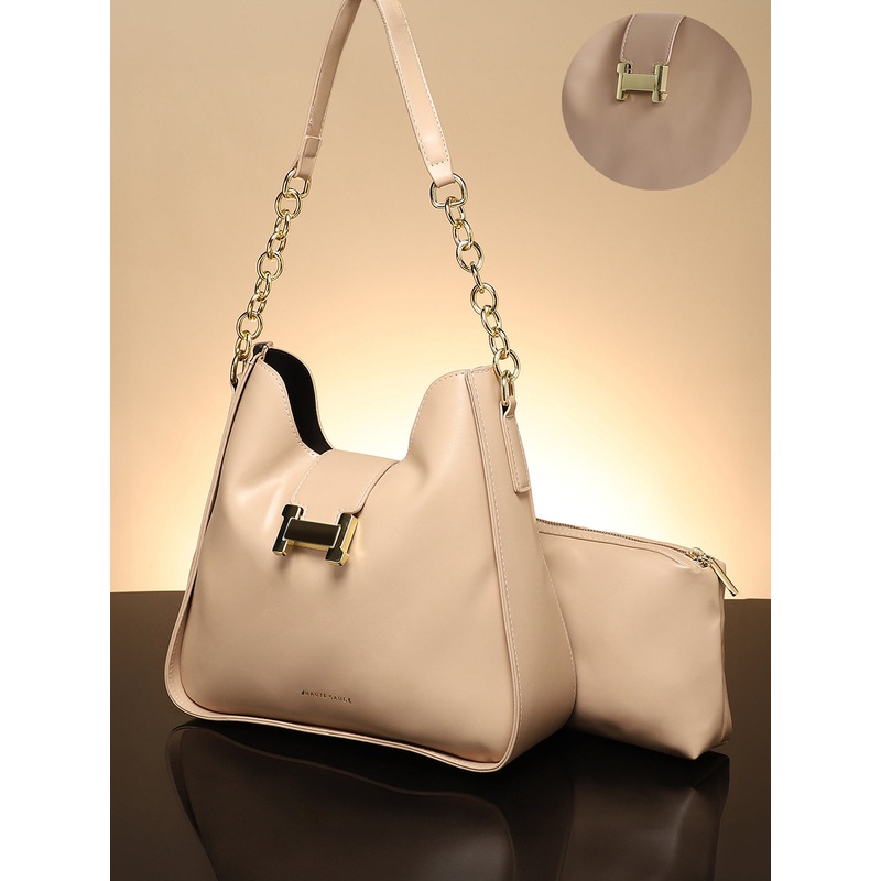 The Monogram Shoulder Bag With Pouch - Light Beige