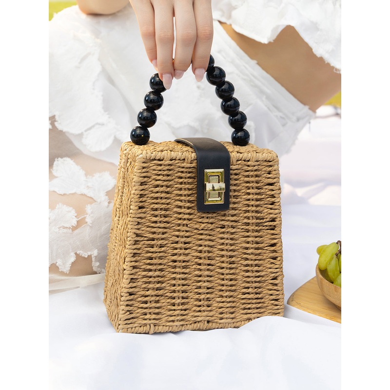 The Straw-Maris Hand Bag - Khaki Brown