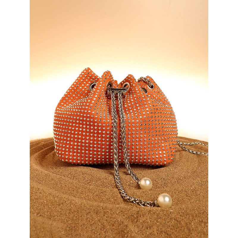 The Stud Chain Sling Bag - Pumpkin Orange