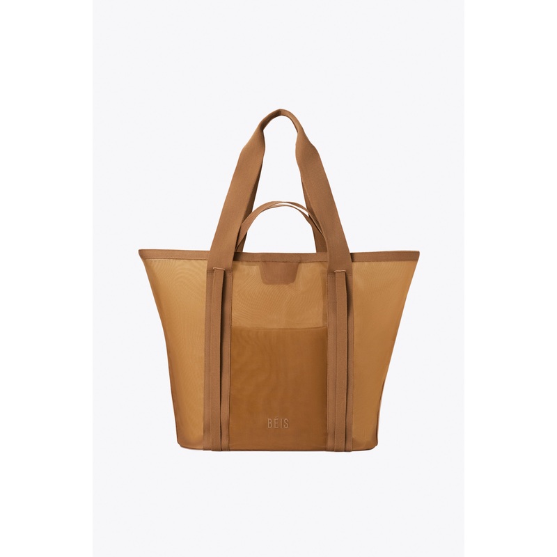 The Mesh Beach Tote in Camel
