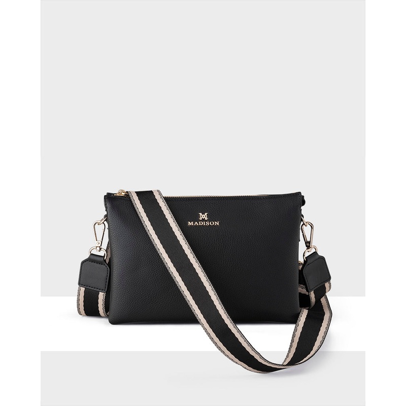 Avery 3 Compartment Crossbody Bag + Stripe Bag Strap