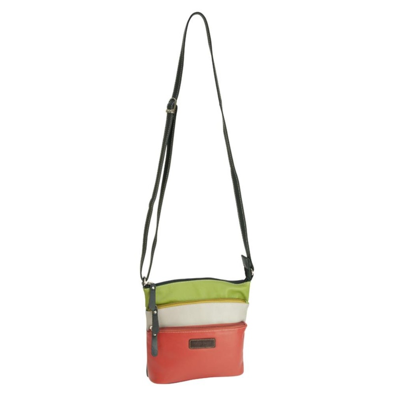 Franco Bonini LB172 Orange/Multi 3zip long strap sm shoulder bag