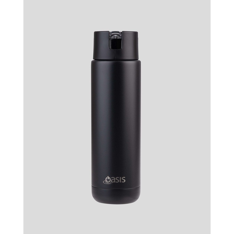 Oasis - 8867 MODA 700Ml Ceramic tripple wall insulated Bottle w Straw - Black