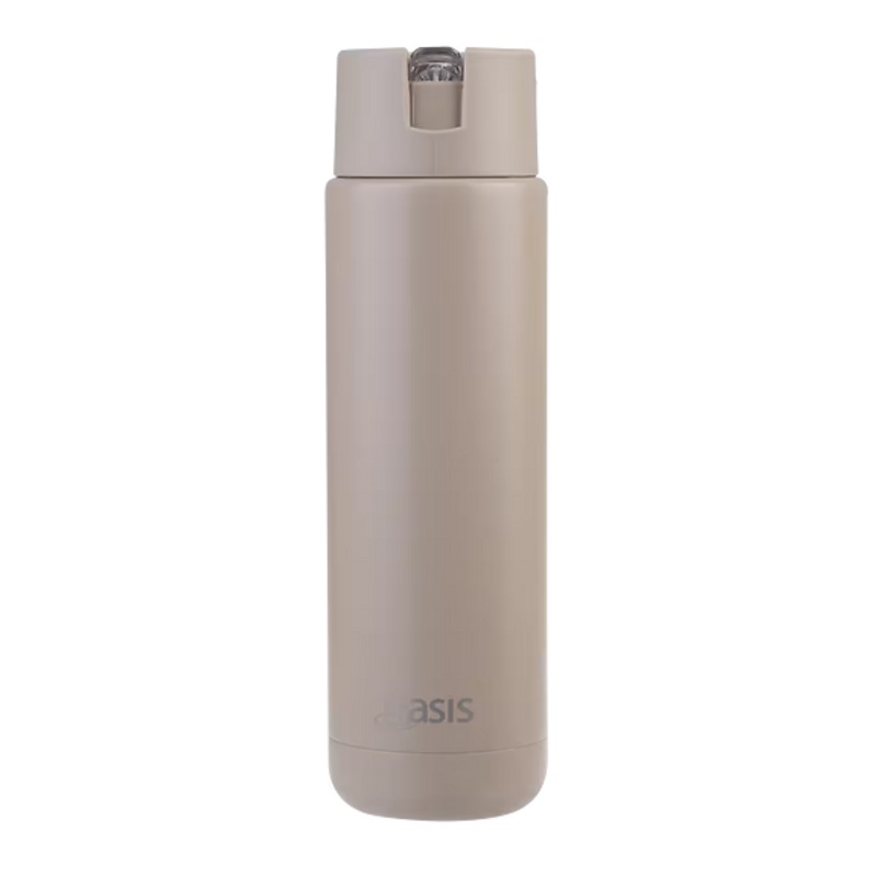 Oasis - 8867 MODA 700Ml Ceramic tripple wall insulated Bottle w Straw - Latte